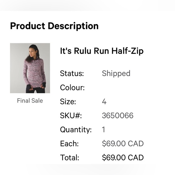 Lululemon half zip top - Picture 6 of 8